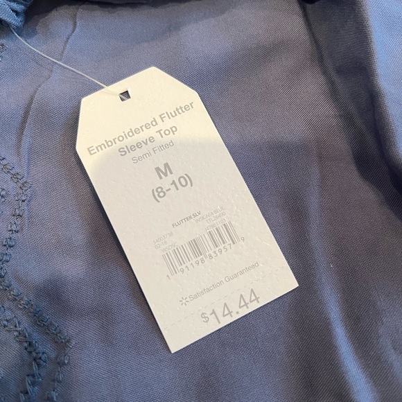 Blue Ruffle Scrunch Side Tie Tank Blouse Top - Picture 3 of 5